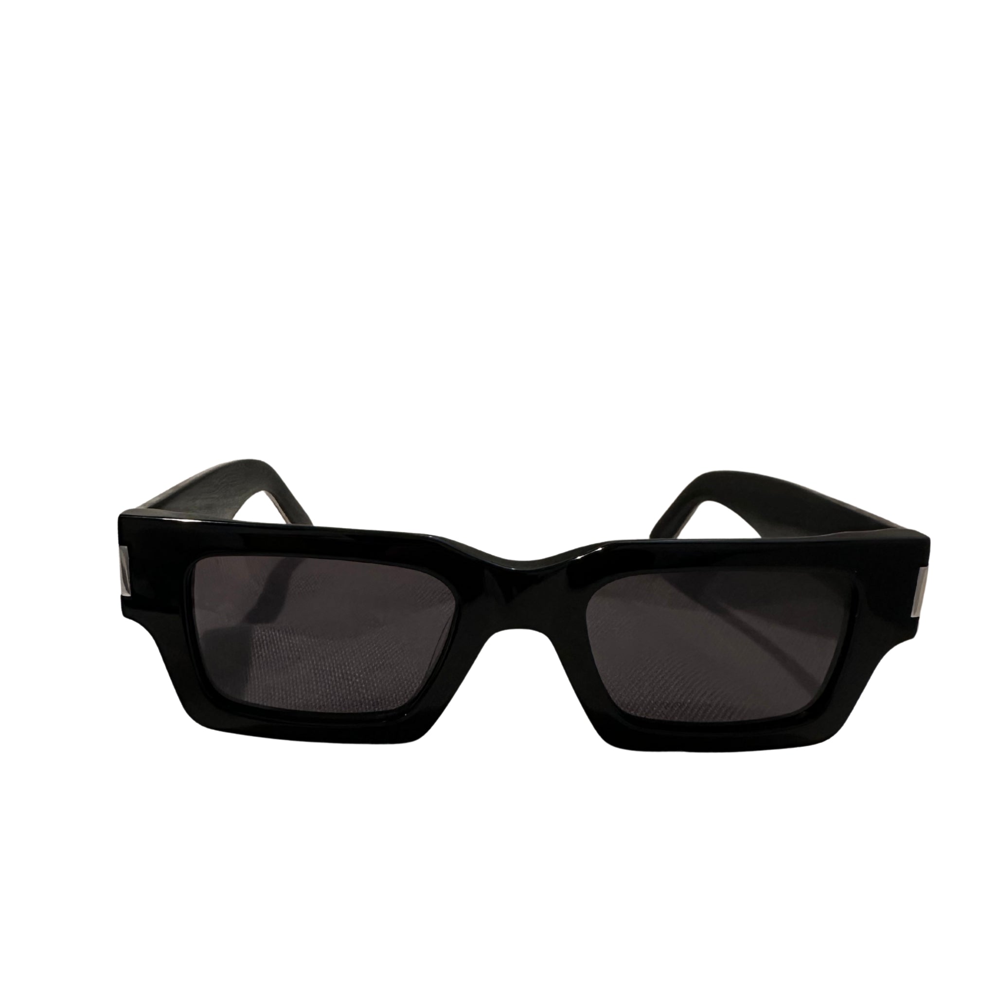 Front view of FAB Silver Lining sunglasses with black acetate frame and dark polarized lenses