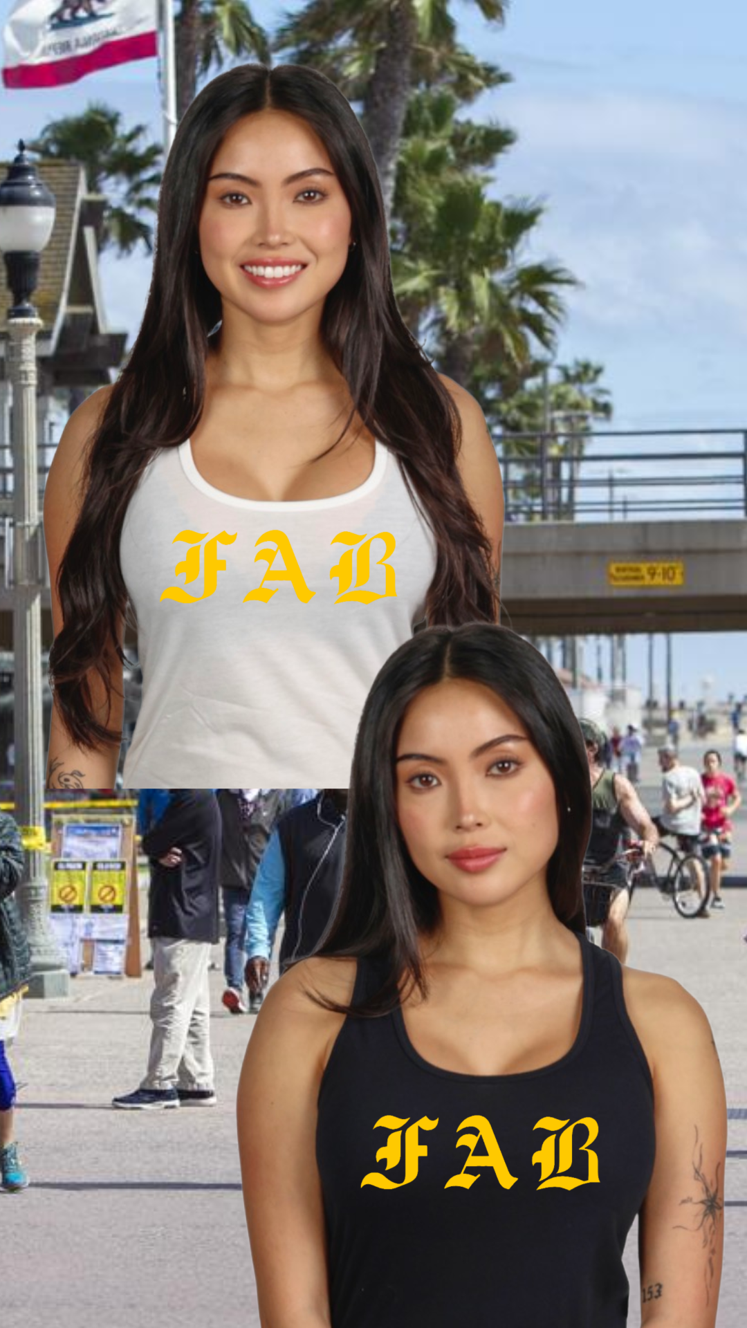 Gold FAB ladies ribbed Tank Top